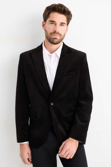 Hombre - Americana aterciopelada - slim fit - Stretch - negro