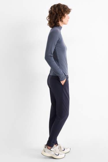 Femei - Pantaloni din jerseu - talie medie - tapered fit - albastru închis