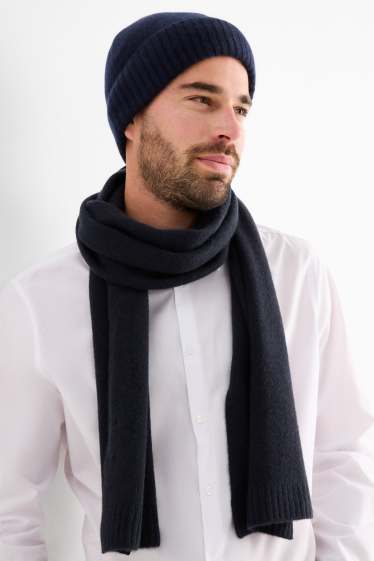 Men - Cashmere scarf - dark blue