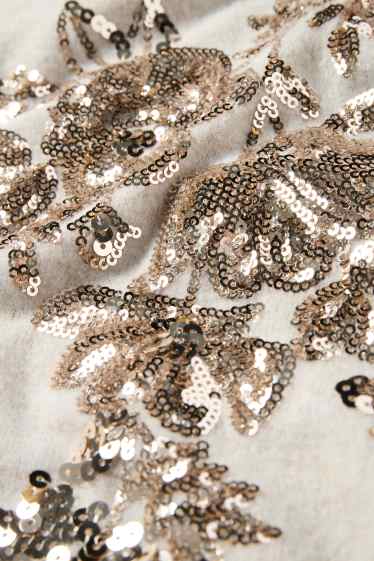 Women - Long sleeve top - regular fit - shiny - beige