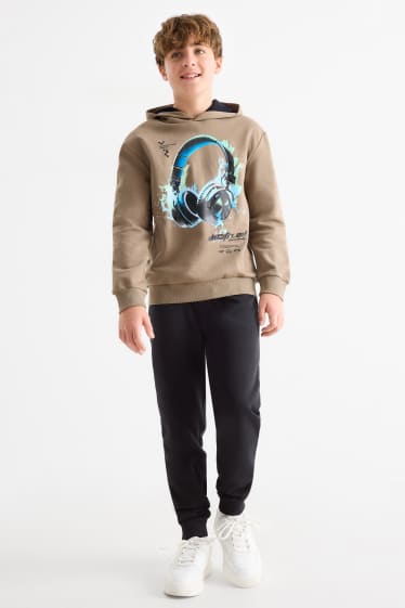 Kinderen: jongens - Koptelefoon - set - hoodie en joggingbroek - 2-delig - kaki