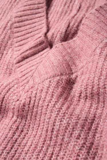 Dona - Jersei amb el coll en punta - acanalat - rosa