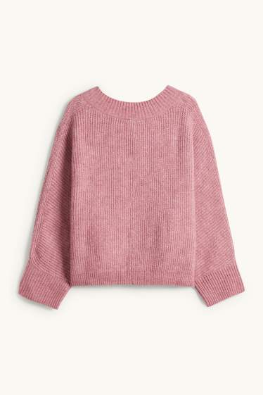 Dona - Jersei amb el coll en punta - acanalat - rosa