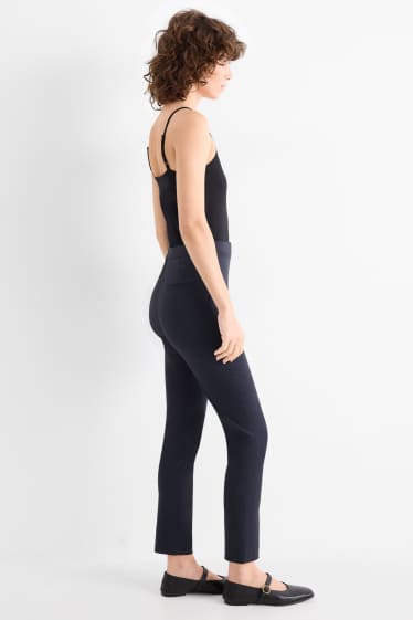 Femei - Pantaloni de stofă - talie medie - tapered fit - albastru închis