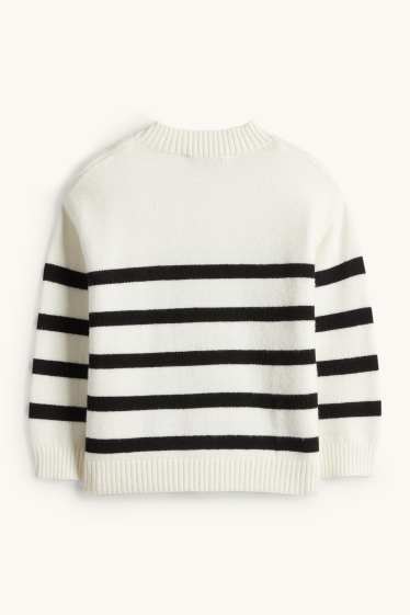 Enfants filles - Cœurs - pull - à rayures - blanc crème