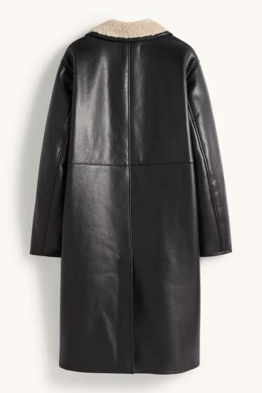 Femmes - Manteau imitation mouton - synthétique - noir