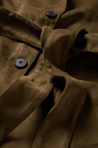 Dámské - Bunda - imitace semiše - zelená