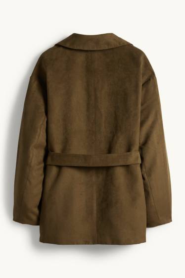 Dámské - Bunda - imitace semiše - zelená