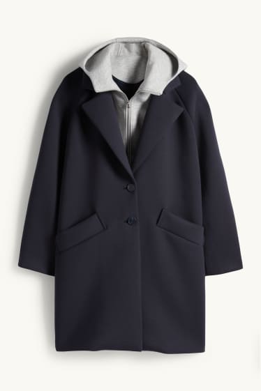 Femmes - Manteau à capuche - bleu foncé