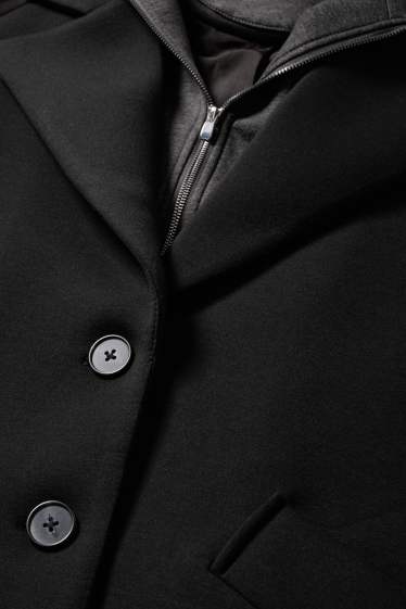 Femei - Palton cu glugă - negru