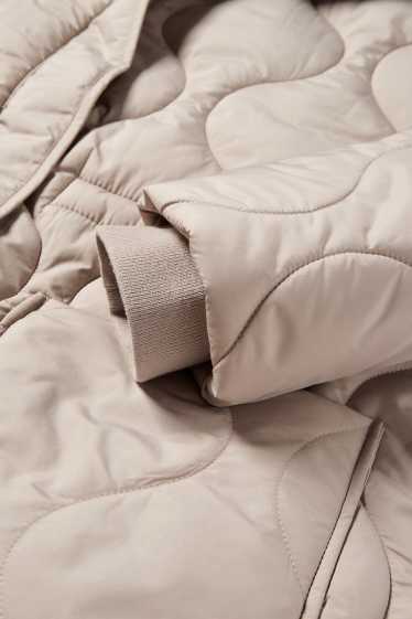 Femmes - Doudoune longue à capuche - beige