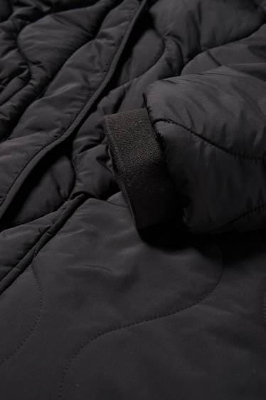 Femei - Palton matlasat cu glugă - negru
