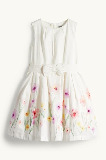 Kinderen: meisjes - Bloem - jurkje - feestelijk - wit