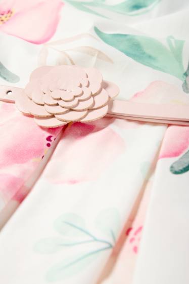 Enfants filles - Fleurs - robe à ceinture - style festif - blanc