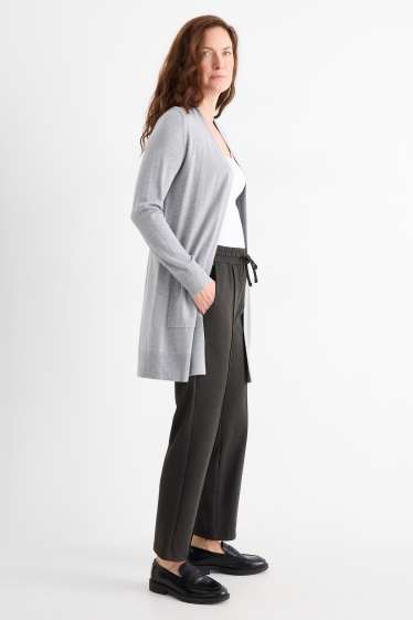 Dames - Jersey broek - mid waist - tapered fit - donkergrijs