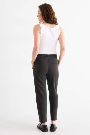 Dames - Jersey broek - mid waist - tapered fit - donkergrijs