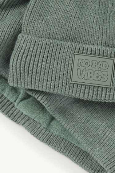 Copii - Băieți - Set - căciulă și fular circular - 2 piese - reiate - verde