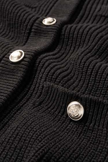 Dames - Gebreid vest - ribstof - zwart