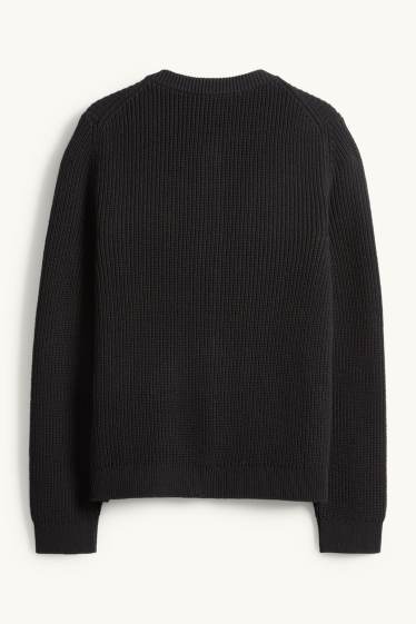 Dames - Gebreid vest - ribstof - zwart