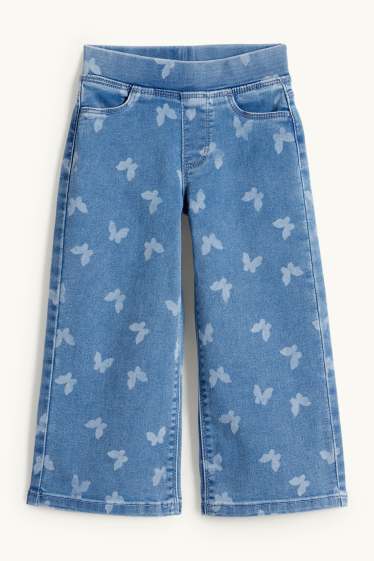 Kinderen: meisjes - Vlinder - wide leg jegging - jeansblauw