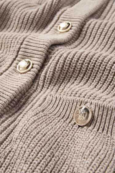 Dames - Gebreid vest - ribstof - taupe