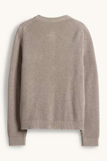 Dames - Gebreid vest - ribstof - taupe