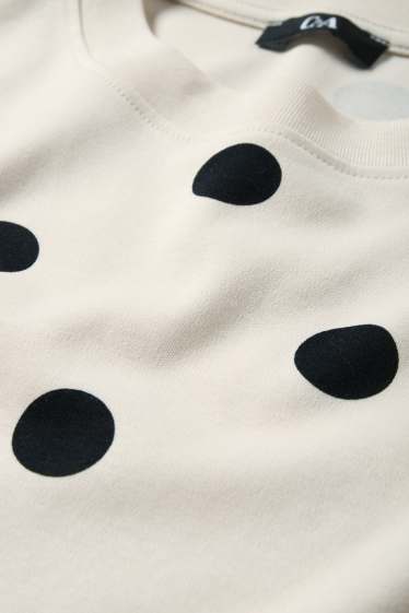 Women - T-shirt - slim fit - polka dot - black / beige