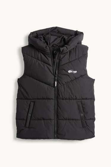 Copii - Băieți - Vestă matlasată cu glugă - rezistentă la apă - negru