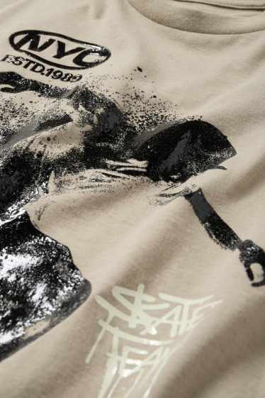 Kinderen: jongens - Skater - T-shirt - taupe