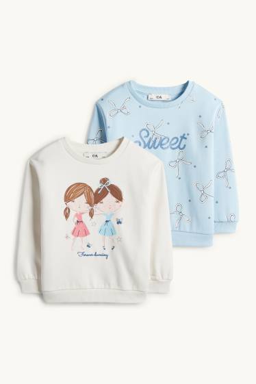 Kinder Mädchen - Multipack 2er - Schleife und Ballerina - Sweatshirt - cremeweiss