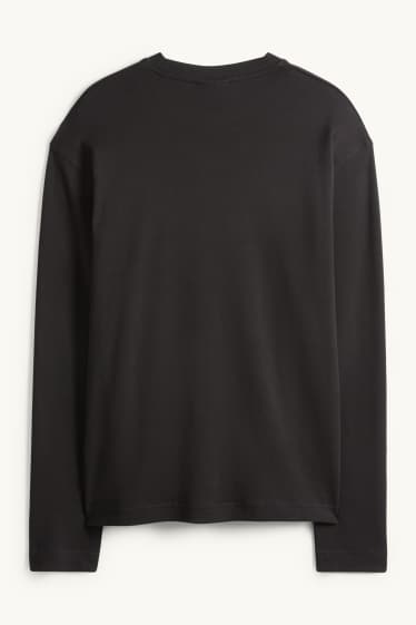 Herren - Langarmshirt - Relaxed Fit - schwarz
