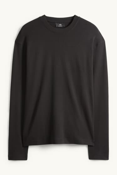 Herren - Langarmshirt - Relaxed Fit - schwarz