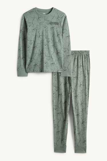 Kinder Buben - Pyjama - 2 teilig - gemustert - grün