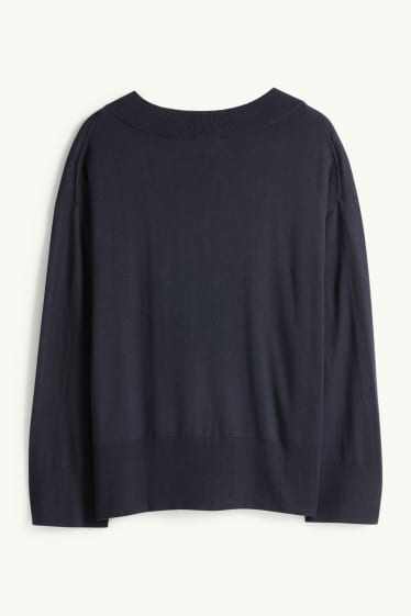 Dona - Jersei amb el coll en punta - blau fosc