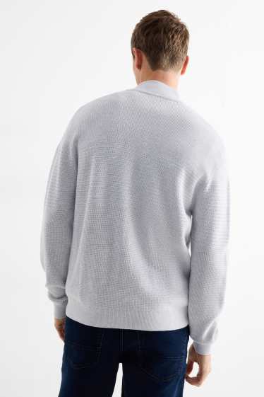 Heren - Gebreid vest - ribstof - met structuur - grijs