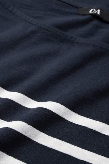 Femei - Tricou cu mânecă lungă - regular fit - cu dungi - albastru închis / alb