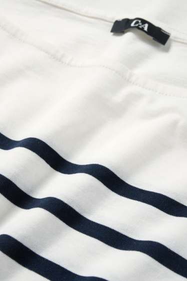 Femmes - Haut à manches longues - regular fit - à rayures - bleu foncé / blanc crème