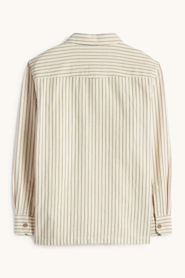 Enfants garçons - Chemise - à rayures - texturée - beige / vert