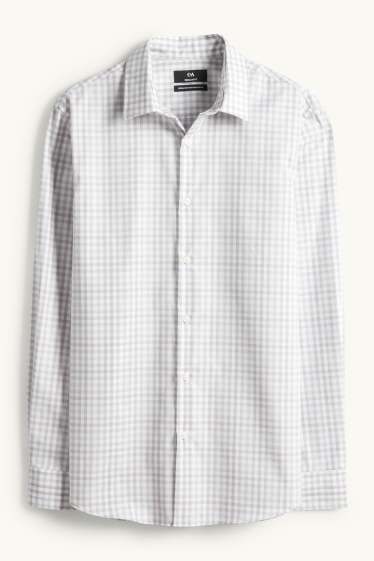 Hommes - Chemise de bureau - regular fit - col kent - facile à repasser - à carreaux - blanc crème