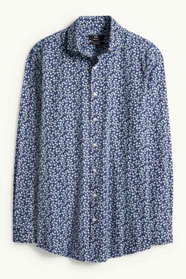 Uomo - Camicia business - regular fit - colletto alla francese - fantasia - blu scuro