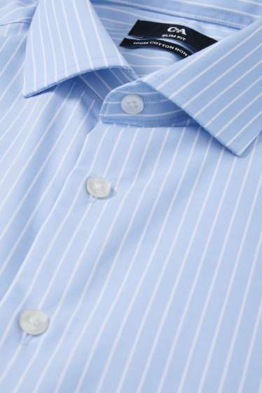 Home - Camisa formal - slim fit - Kent - no requereix planxada - de ratlles - blau clar