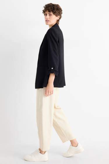 Women - Cloth trousers - mid-rise waist - barrel leg - light beige