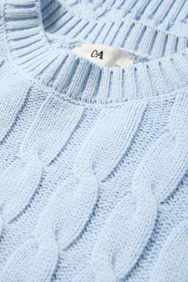 Bambine - Maglione - motivo a treccia - azzurro