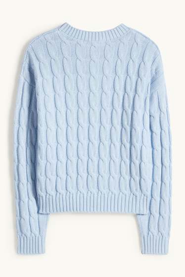 Bambine - Maglione - motivo a treccia - azzurro