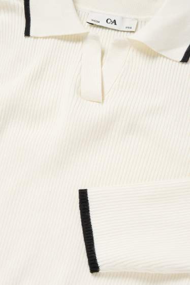 Enfants filles - Pull - côtelé - blanc crème