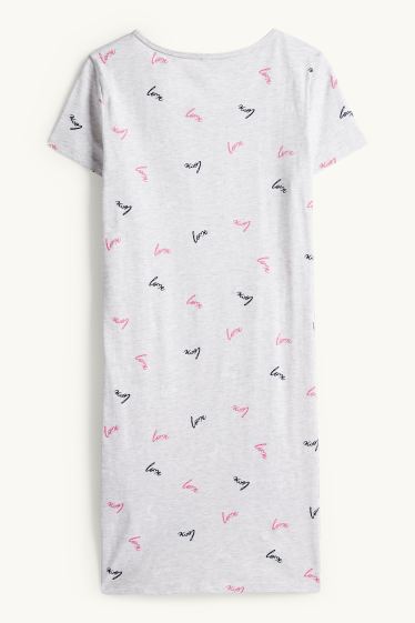 Damen - Nachthemd - gemustert - hellgrau-melange