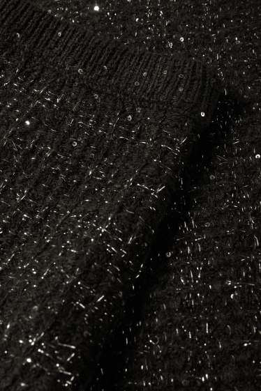 Damen - Bouclé-Minirock - strukturiert - schwarz