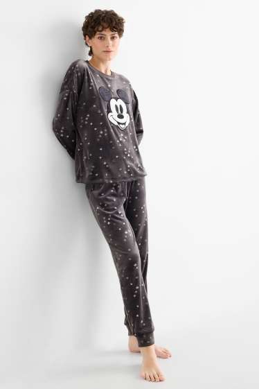 Women - Winter pyjamas - patterned - Mickey Mouse - gray