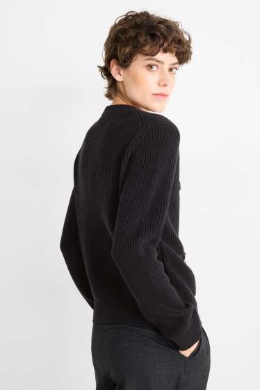 Dames - Gebreid vest - ribstof - zwart