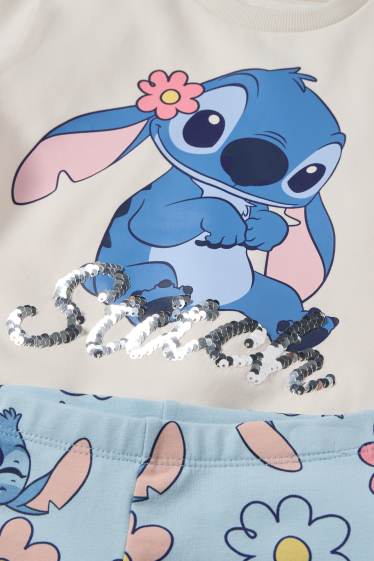 Enfants filles - Lilo & Stitch - ensemble - sweat et flared leggings - blanc crème